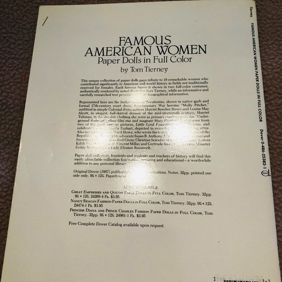 Famous American Women Paper Dolls in Full Color by Tom Tierney - Picture 2 of 15